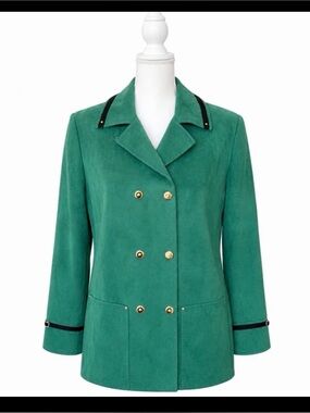 St John Sport emerald green faux suede jacket